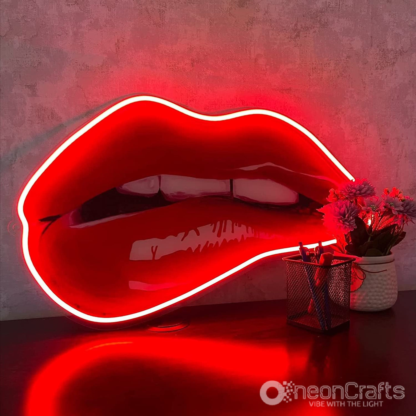 UV Printed Red Lips Neon Light Sign