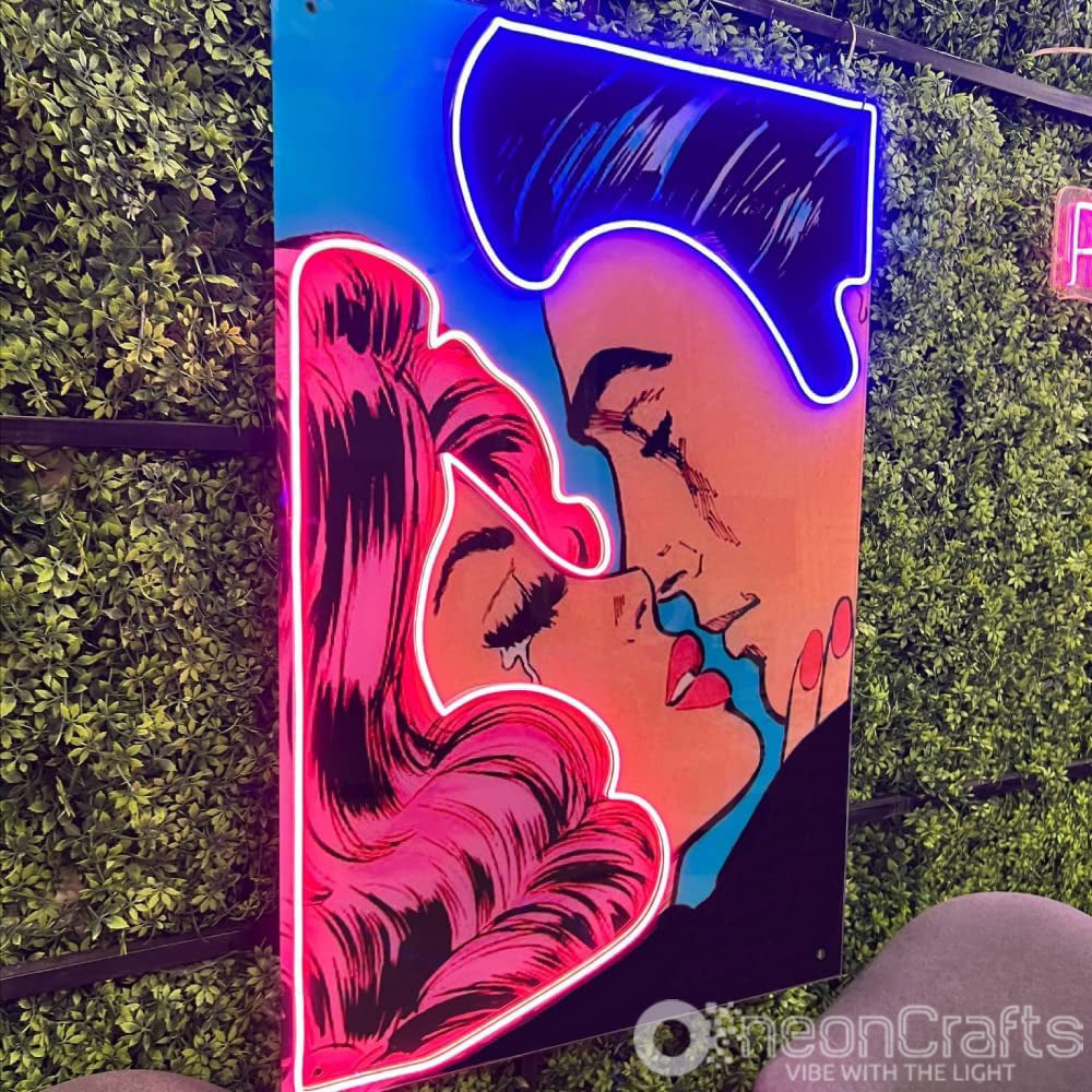 Retro Couple Art UV printed Neon Sign
